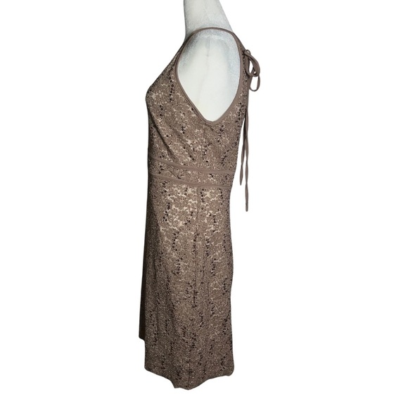 CB‎ Established 1962 Sequin Lace Halter Dress Size 12 Taupe Brown Cocktail Party - Picture 3 of 7